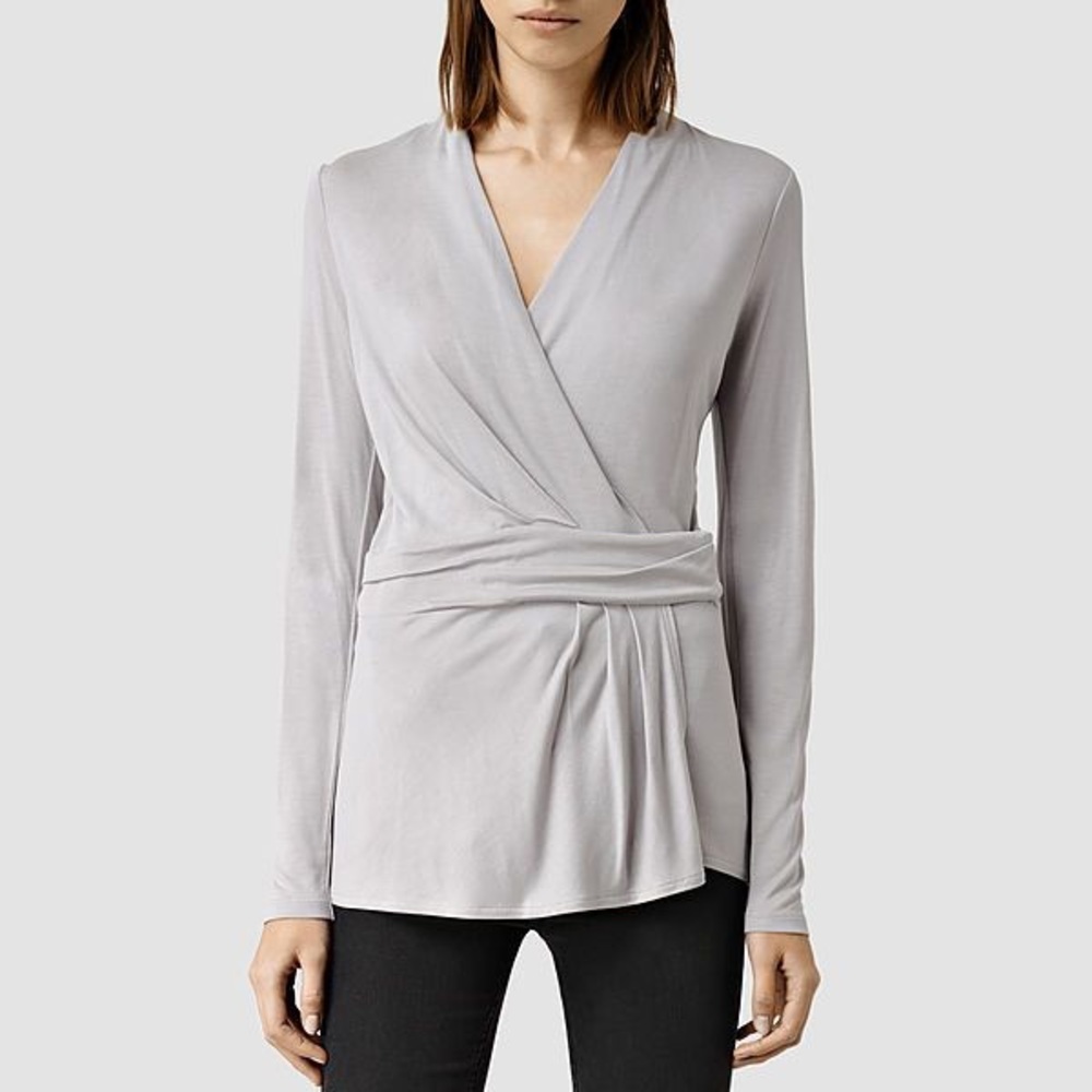 All Saints long sleeve wrap shirt